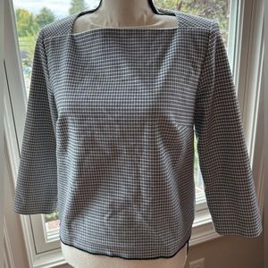 RACHEL ZOE Black‎ White Plaid Check Boxy Top, Size S Small